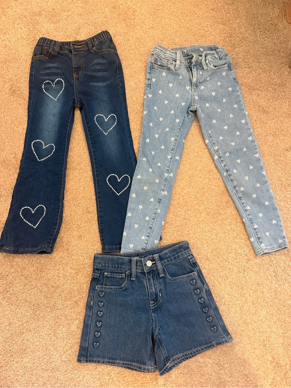 Old Navy Girls Denim Heart Trio - Dark Blue, Light Blue